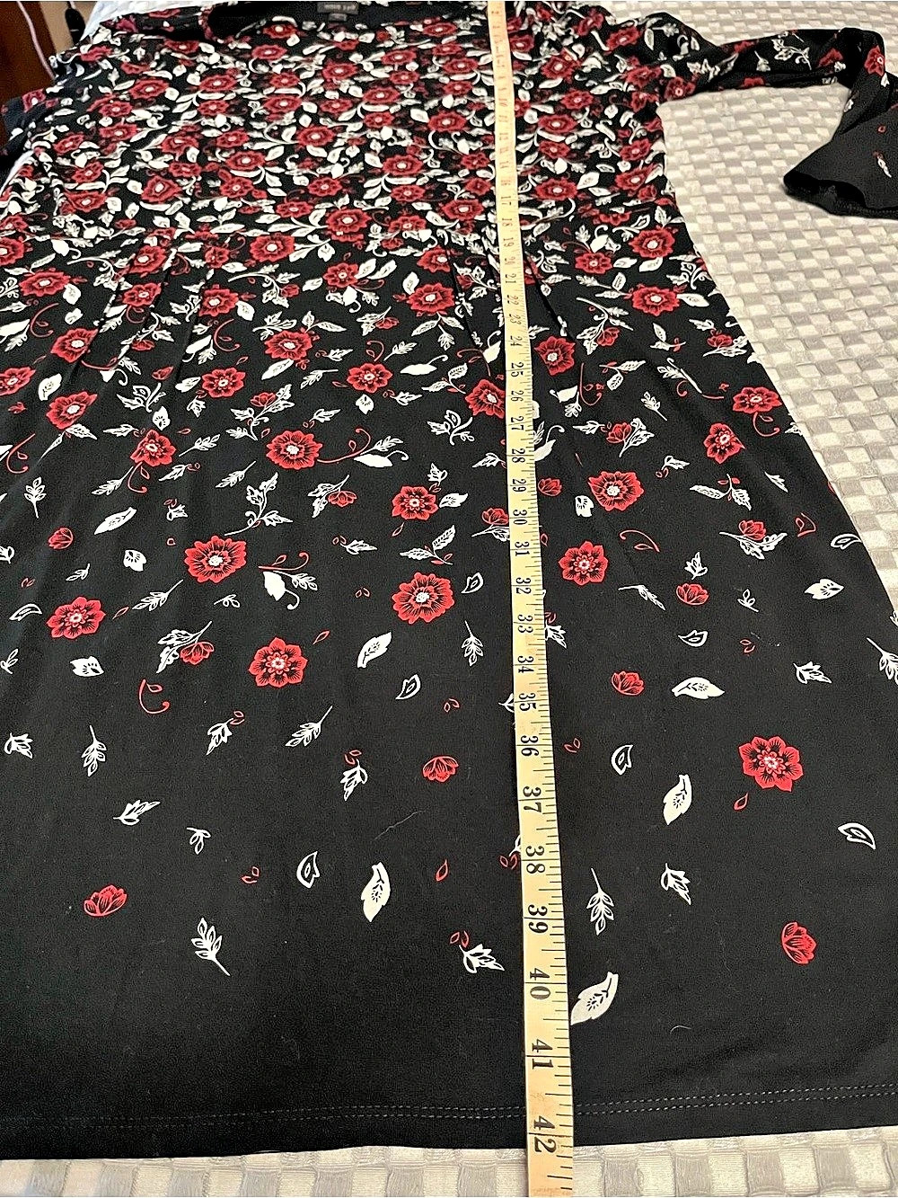 J.Jill Wearever Black Red Floral Dress Wearever XL tall Midi Dress - EUC